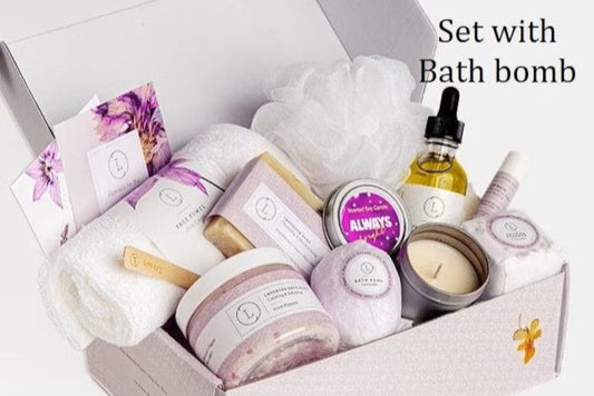 Bath Bomb and Shower Steamer Lizush All Natural Lavender Gift Box with - bath & body products by Lizush